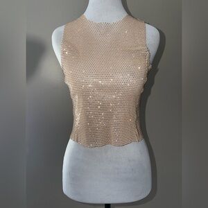 AKIRA Gold Mesh Crop Top NWOT